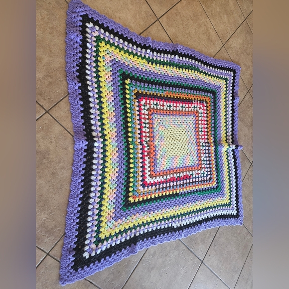 Square Purple and Yellow Afgan 56x56 - Picture 1 of 5